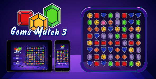[Download] Gems Match 3 – HTML5 Game 