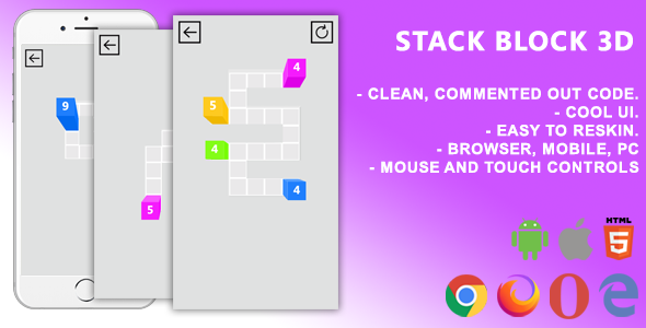 [Download] Stack Block 3D. Mobile, Html5 Game .c3p (Construct 3) 