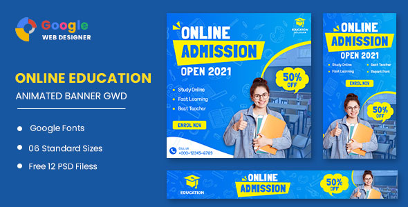 [Download] Online Education HTML5 Banner Ads GWD 