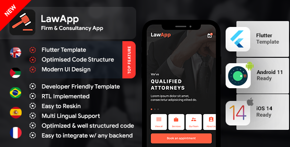 [Download] Law Android App Template + Law iOS App Template | FLUTTER 2 | LawApp | Lawyers App 