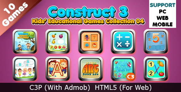 [Download] Kids Educational Games Collection 04 (Construct 3 | C3P | HTML5) 10 Games 