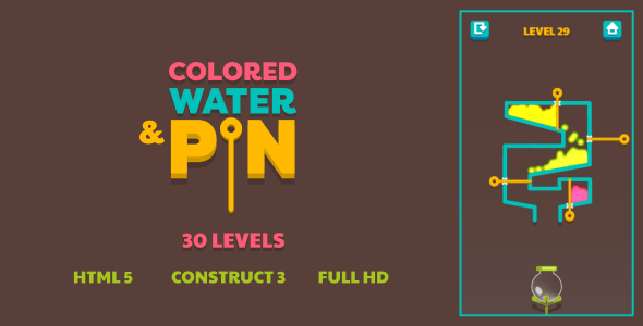 [Download] Colored Water & Pin – HTML5 Game (Construct3) 