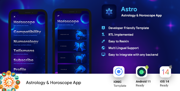 [Download] Astrology & Horoscope Android App Template+ iOS App Template | IONIC 5 | Astro 