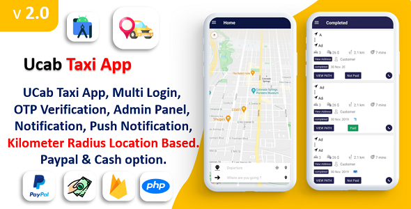 [Download] UCab Taxi App | On Demand Taxi App | Taxi App Payment Gateway | Login with Phone Number | KM Radius 