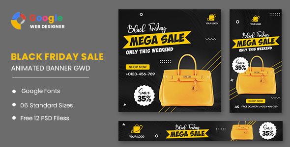 [Download] Black Friday Mega Sale HTML5 Banner Ads GWD 