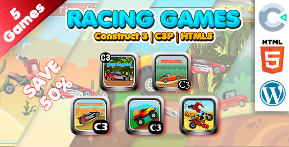 [Download] Racing Games Collection 01 (Construct 3 | C3P | HTML5) 5 Games 