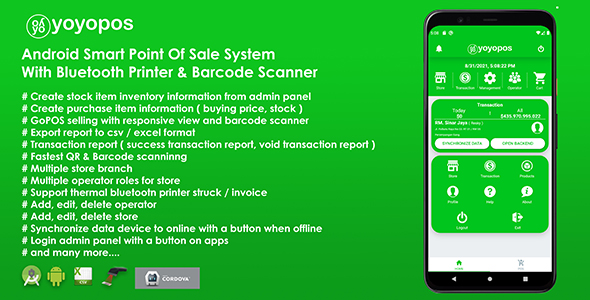 [Download] YoyoPOS – Point Of Sales for Android APP with Barcode Scanner and API 