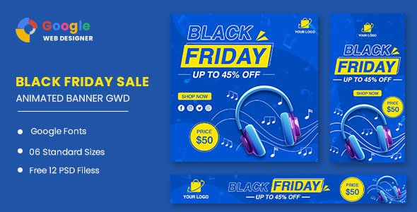 [Download] Black Friday Sale Headphone HTML5 Banner Ads GWD 