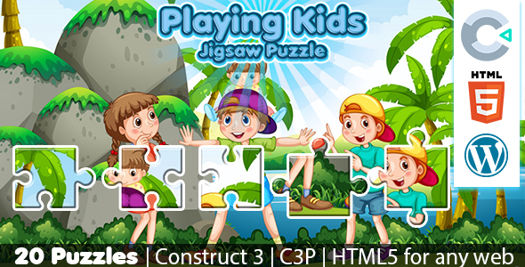 [Download] Playing Kids Jigsaw Puzzle Game (Construct 3 | C3P | HTML5) 20 Levels 