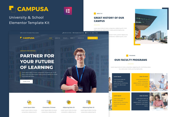 [Download] Campusa – University & School Elementor Template Kit 