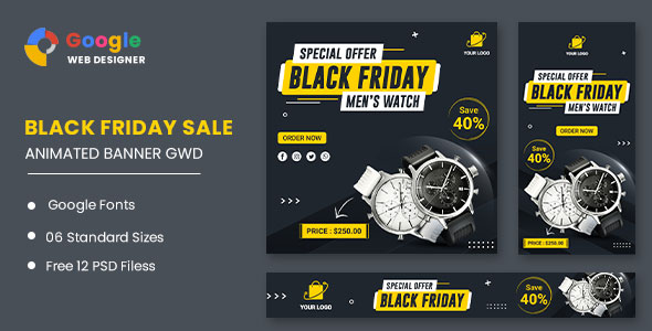 [Download] Watch Banner Set Black Friday HTML5 Banner Ads GWD 