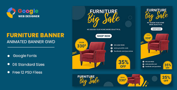 [Download] Furniture Google Adwords HTML5 Banner Ads GWD 
