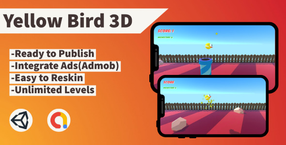 [Download] Yellow Bird 3D (Unity+Admob+Android+IOS) 