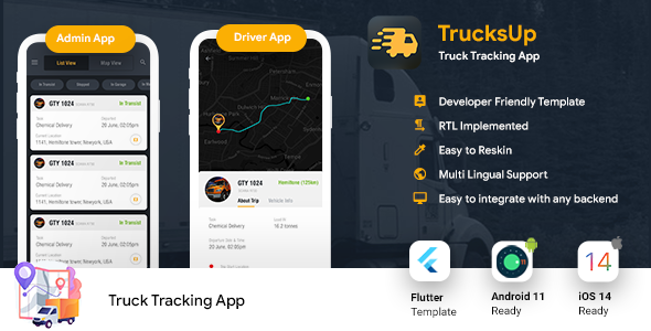 [Download] Truck Tracking Android + iOS App Template | 2 Apps | Truck App Driver app | Flutter 2 | TrucksUp 