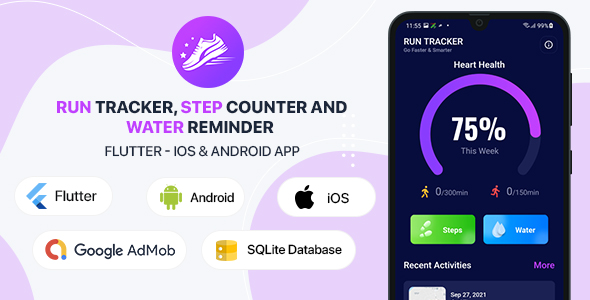 [Download] Run Tracker, Step Counter and Water Reminder – Flutter Android & iOS App (20 Languages) 