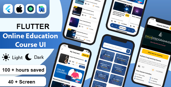 [Download] Flutter Online Education Course UI Kit Template 