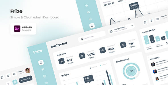 [Download] Frize – Simple and Professional Admin Dashboard Adobe XD 