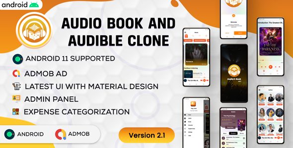 [Download] Android Audio book – Audible | Audiobok WIth Chapter | Home Section |  Android App | Admob | v2.1 