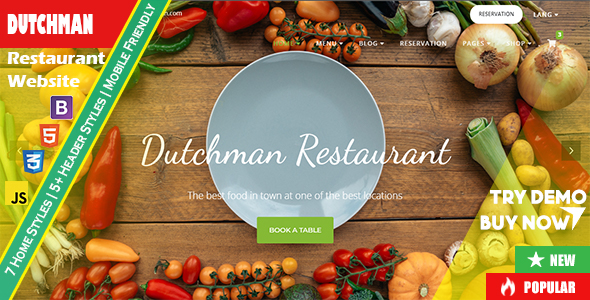[Download] DUTCHMAN – Responsive Restaurant Website Template 