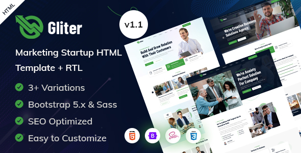 [Download] Gliter – Marketing Startup HTML Template 