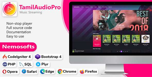 [Download] Tamilaudiopro – Online Music Streaming with Codeigniter 