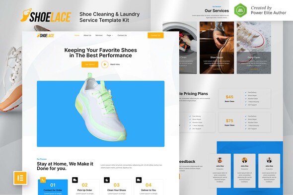 [Download] Shoelace – Shoes Cleaning & Laundry Service Elementor Template Kit 
