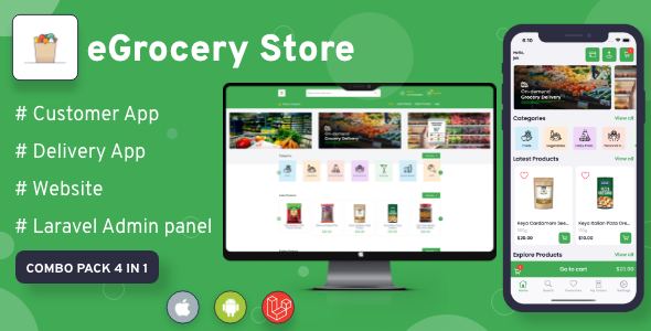 [Download] eGrocery – (Grocery, Pharmacy, eCommerce, Store) App and Web with Laravel Admin Panel + DeliveryApp 