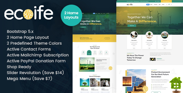 Nulled Ecoife – Charity & Fundraising Responsive HTML Template free download