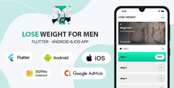 [Download] Lose Weight for Men & Water Tracker – Flutter Android & iOS App 