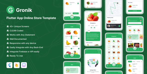 Nulled Gronik – Grocery Shop Flutter App Online Store Template free download