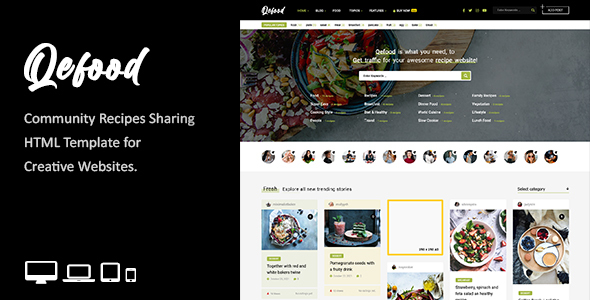 [Download] Qefood – Community Recipes Sharing HTML Template 