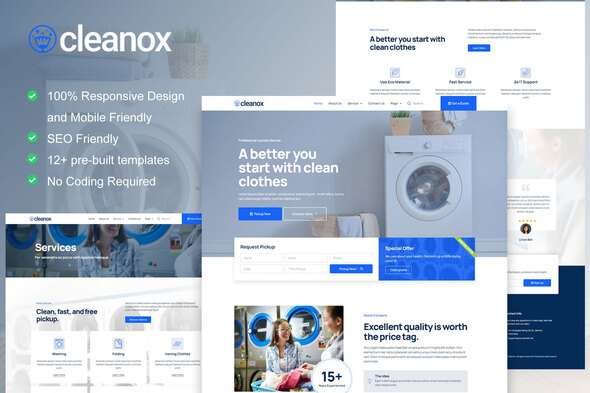 [Download] Cleanox – Laundry Service Elementor Template Kit 