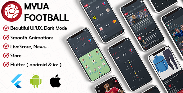 [Download] Myua Football UI kit: LiveScore, News, Store, Broadcasts… Flutter 