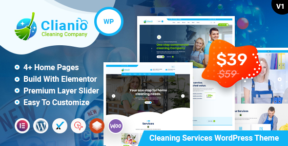 [Download] Clianio – Laundry, Dry Cleaning Services WordPress Theme 
