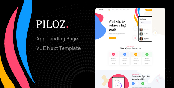 [Download] Piloz – Vue Nuxt App Landing Page Template 