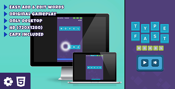 [Download] Type Fast Words – HTML5 Game 