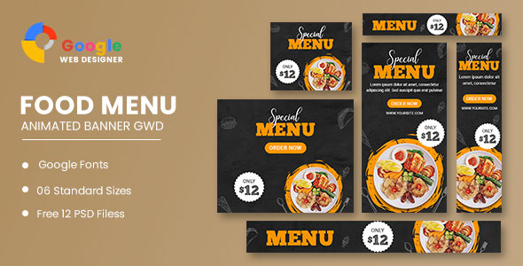 [Download] Food Menu Google Adwords HTML5 Banner Ads GWD 