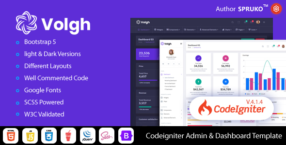 [Download] Volgh – CodeIgniter Admin & Dashboard Template 