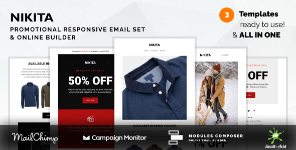 [Download] Nikita – Promotional Email Templates Set with Online Builder 