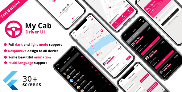 [Download] My Cab Android App Template + iOS App Template | Flutter | Driver Taxi Booking 