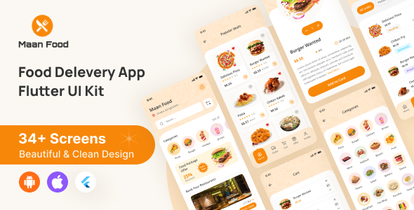 [Download] Maan Food-Flutter Food Delivery App UI Kit 