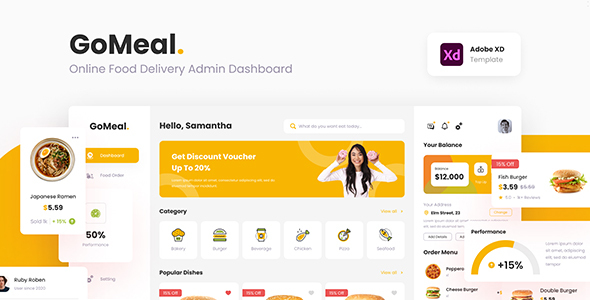 [Download] GoMeal – Online Food Delivery Admin Dashboard Adobe XD 