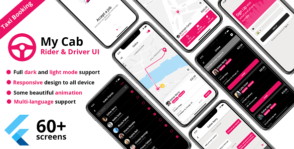 [Download] Taxi service Android App Template + iOS App Template | Flutter | My Cab Driver & Rider Taxi Booking 