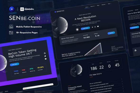 [Download] SenbeCoin | Cryptocurrency & Fintech Elementor Template Kit 