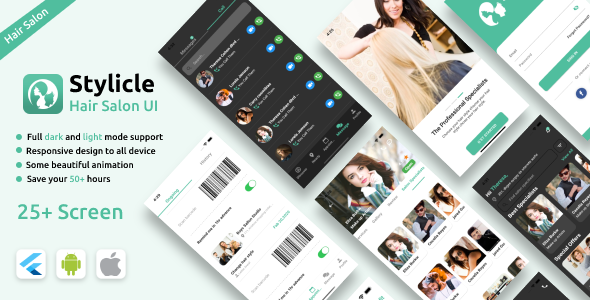 [Download] Hair Salon Android App Template + iOS App Template | Flutter | Stylicle 