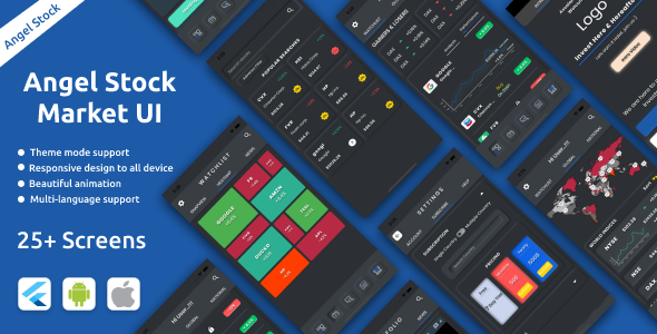 Nulled Angle Stock Market Android App Template + iOS App Template | Flutter | Stock Market UI free download