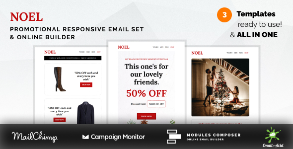 [Download] Noel – Promotional Email Templates Set with Online Builder 