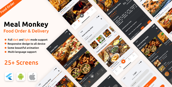 [Download] Food Order & Delivery Android App Template + iOS App Template | Flutter | Meal Monkey 