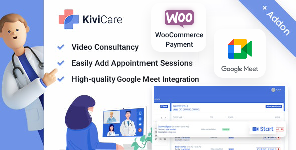 [Download] KiviCare – Google Meet Telemed And WooCommerce Payment Gateway (Add-on) 