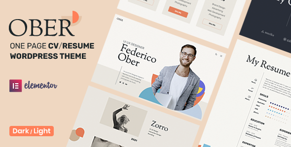 [Download] Ober – One Page Resume WordPress Theme 